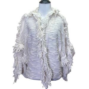 Misa Los Angeles Cotton Linen Open Cardigan Fringe Shag Sweater Size Small